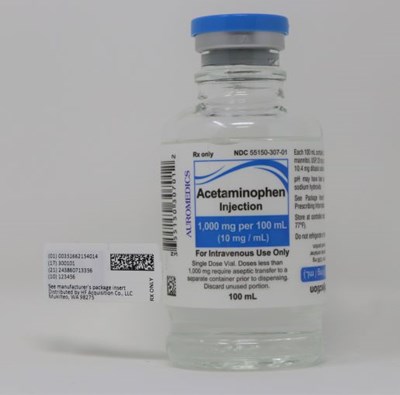Serialized Labeling (55162 1540 1 Acetaminophen Vial Hf Label Image With Serilization Label)